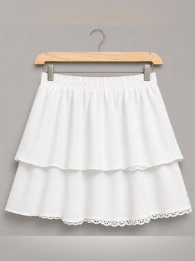 Princess Polly White Tiered Eyelet Lace Mini Skirt Coquette Boho Bachelorette 4